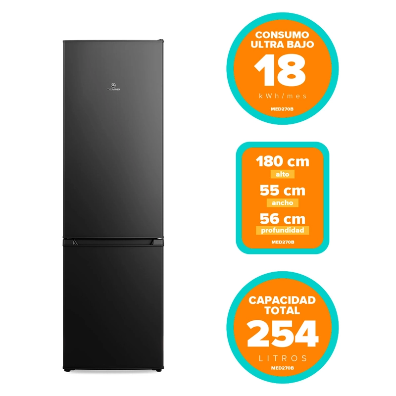 REFRIGERADOR BOTTOM FREEZER MADEMSA MED270B 262L FRIO DIRECTO NEGRO - 6