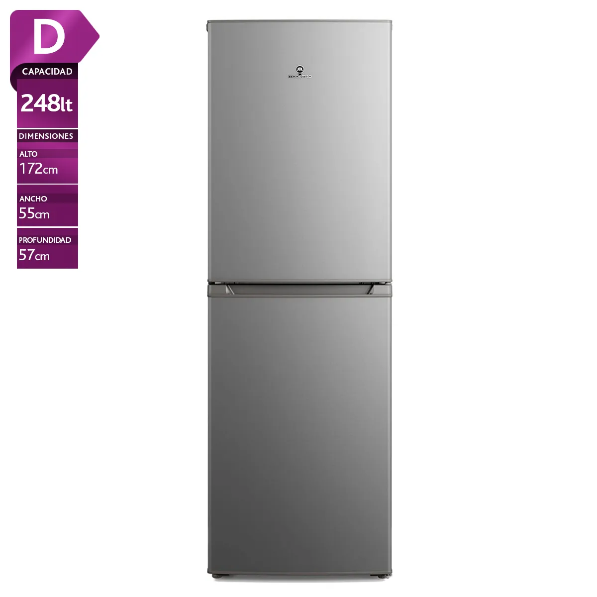 REFRIGERADOR BOTTOM FREEZER MADEMSA MED250 248L FRIO DIRECTO PLATA