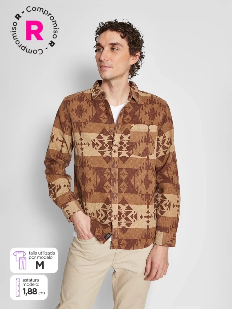 SOBRECAMISA HOMBRE BARBADOS ALGODÓN MANGA LARGA TRIBAL - 1