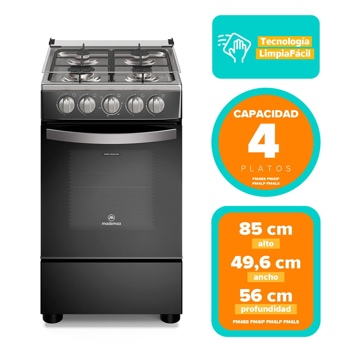 COCINA A GAS MADEMSA 4 QUEMADORES FM4LP - 8