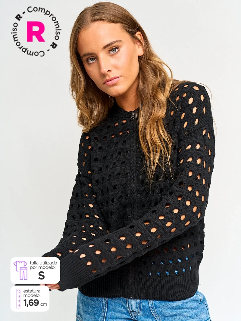 CARDIGAN MUJER BARBADOS ALGODÓN CALADO - 1