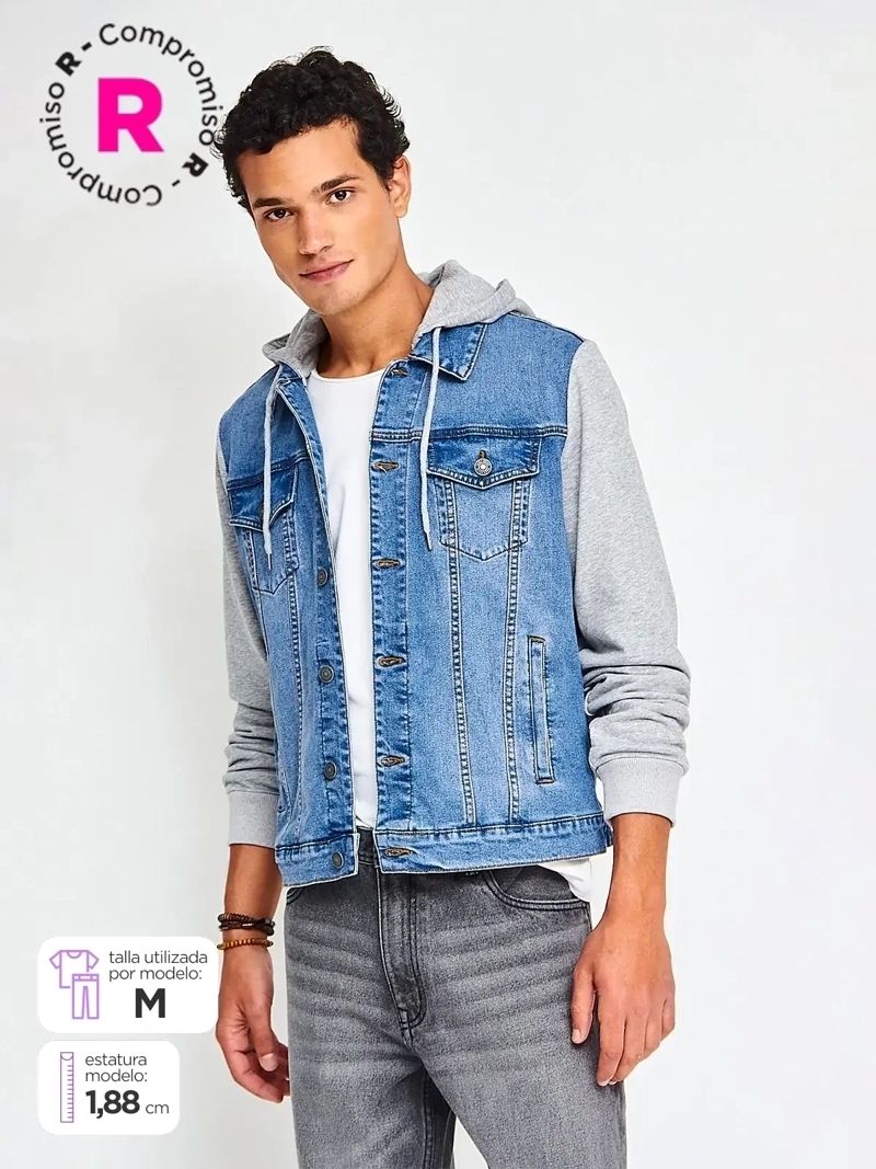 CHAQUETA HOMBRE INDEX ALGODÓN DENIM CON POLERÓN - 1