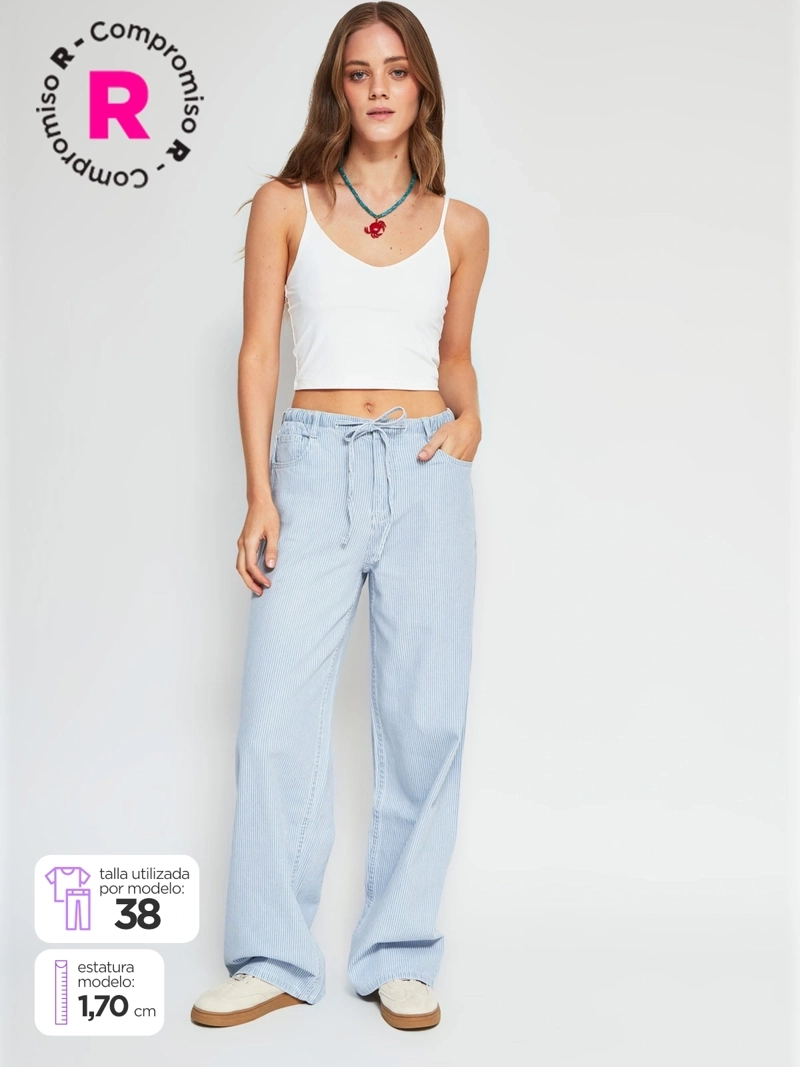 JEANS MUJER INDEX ALGODÓN WIDELEG LAZO