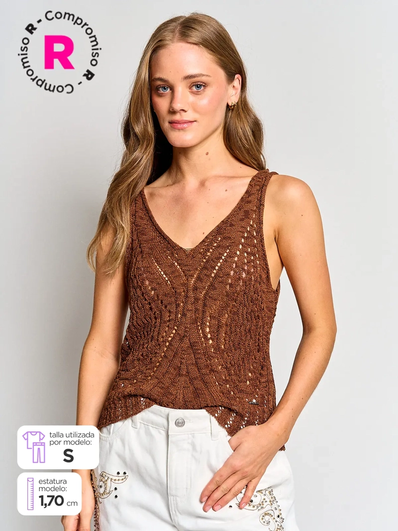 POLERA MUJER BARBADOS SIN MANGAS TEJIDA - 1