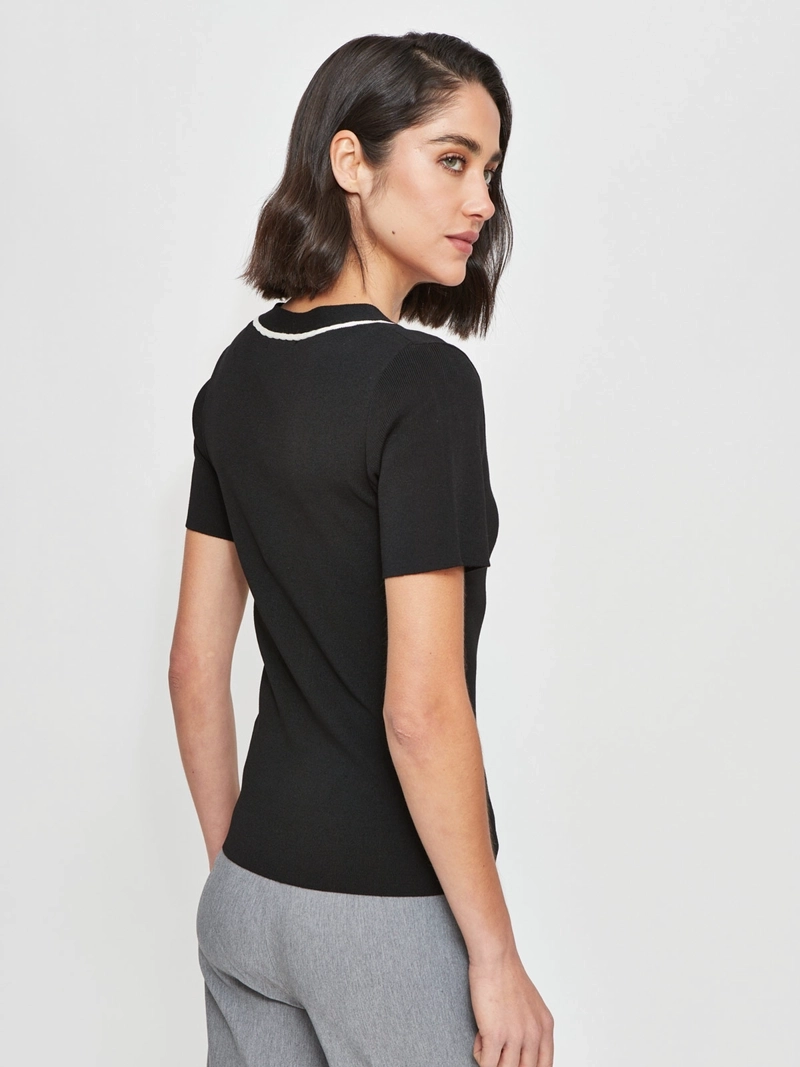 POLERA MUJER CACHAREL MANGA CORTA TEJIDA - 2