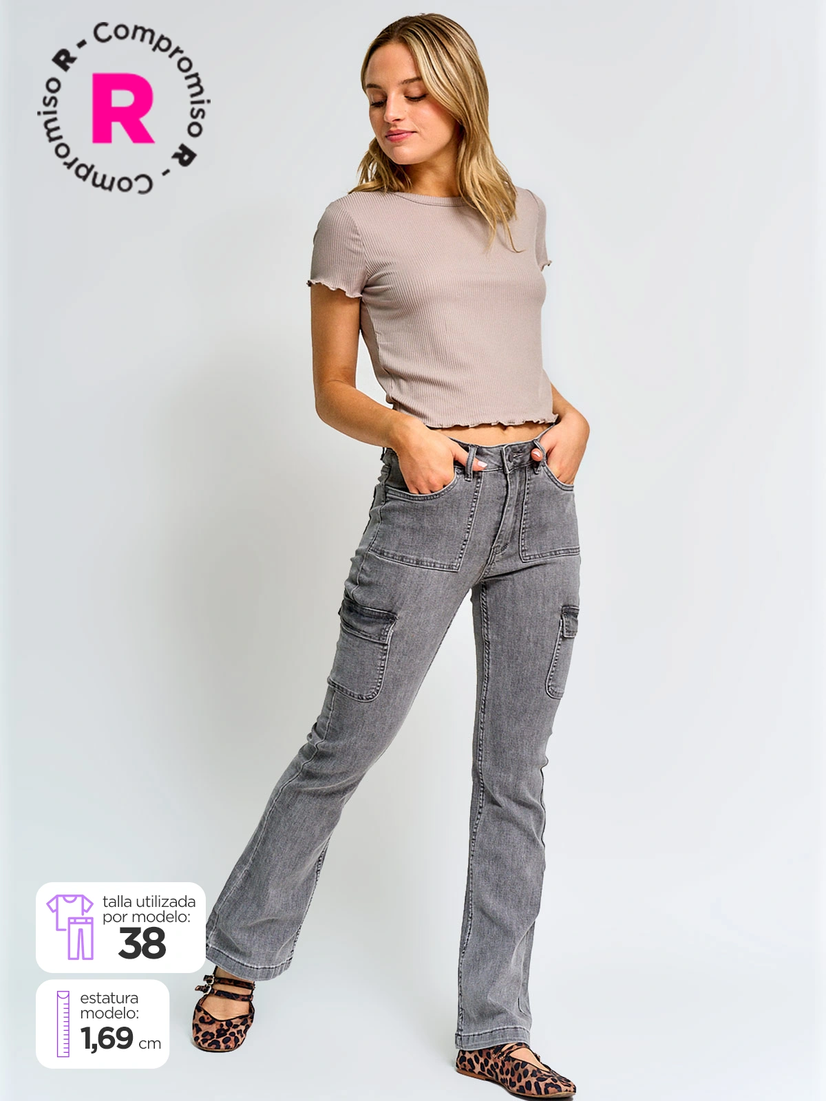 PANTALÓN MUJER INDEX ALGODÓN CARGO FLARE - 1