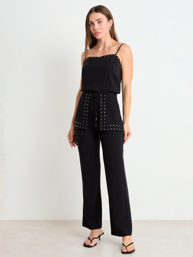 PANTALÓN MUJER ASH PALAZZO TEJIDO PAREO TACHAS