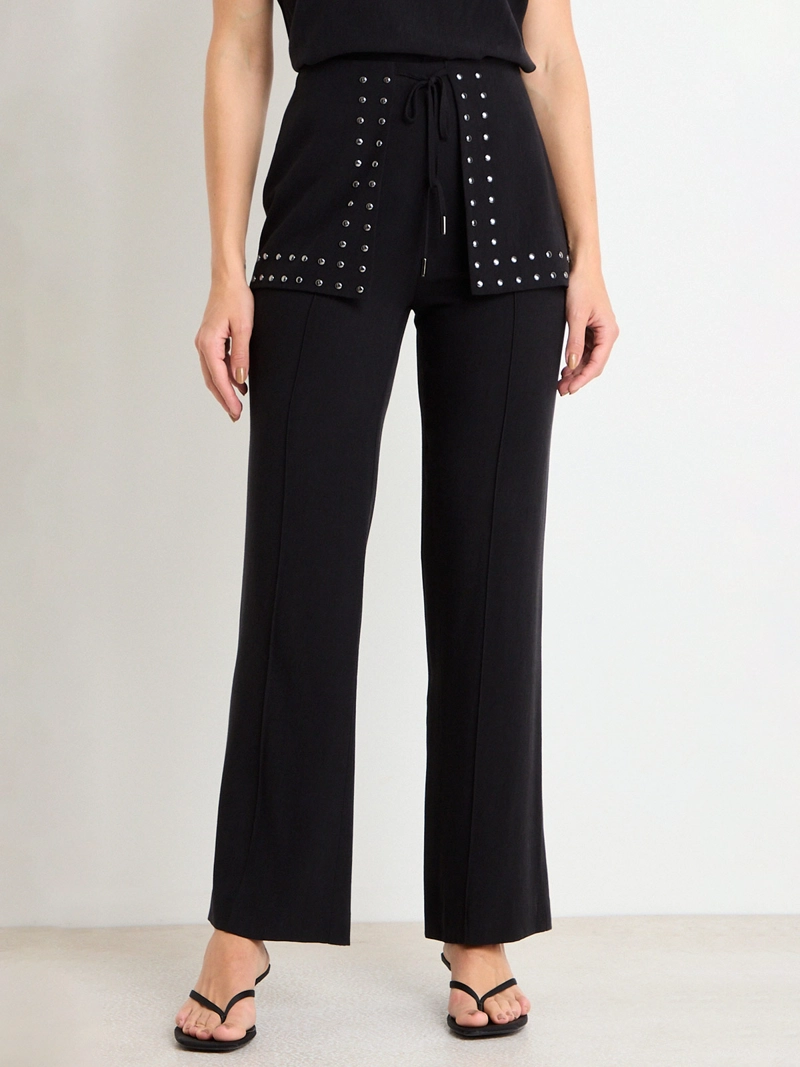 PANTALÓN MUJER ASH PALAZZO TEJIDO PAREO TACHAS - 2