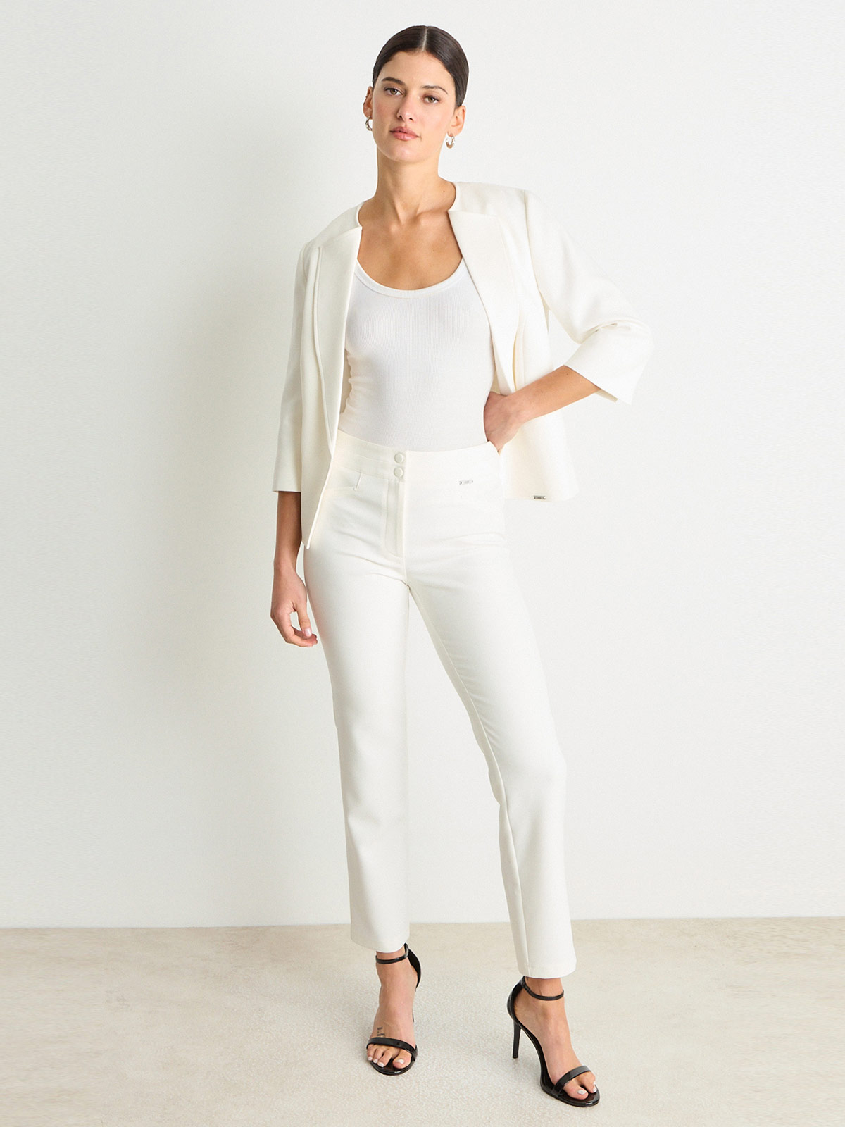 PANTALÓN MUJER ASH LISO PRETINA DOBLE - 4