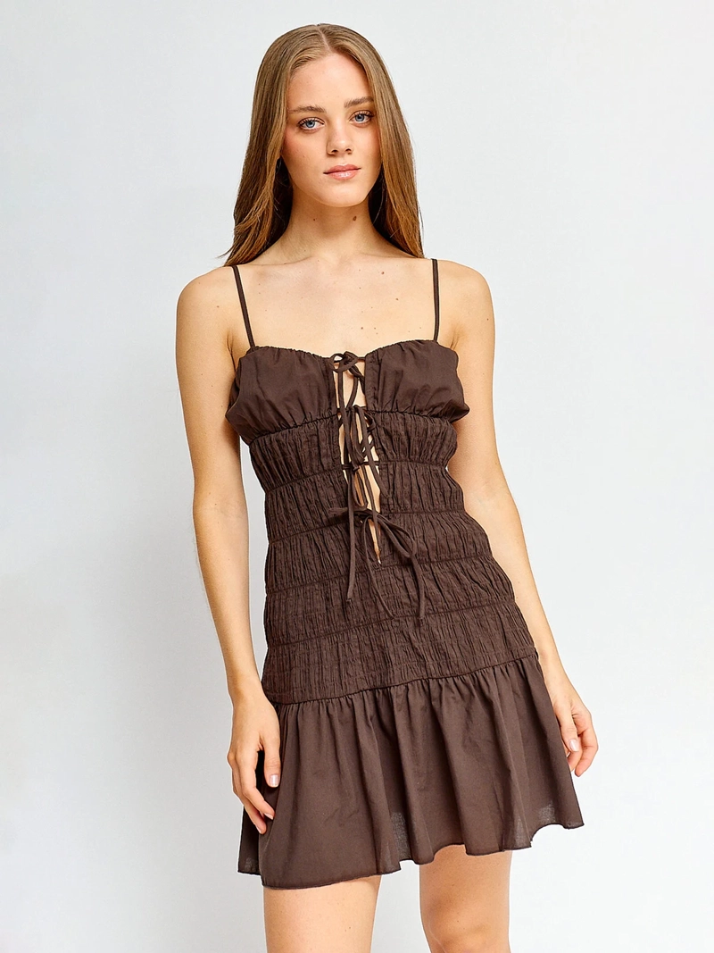 VESTIDO MUJER INDEX ALGODÓN CORTO LAZOS - 3