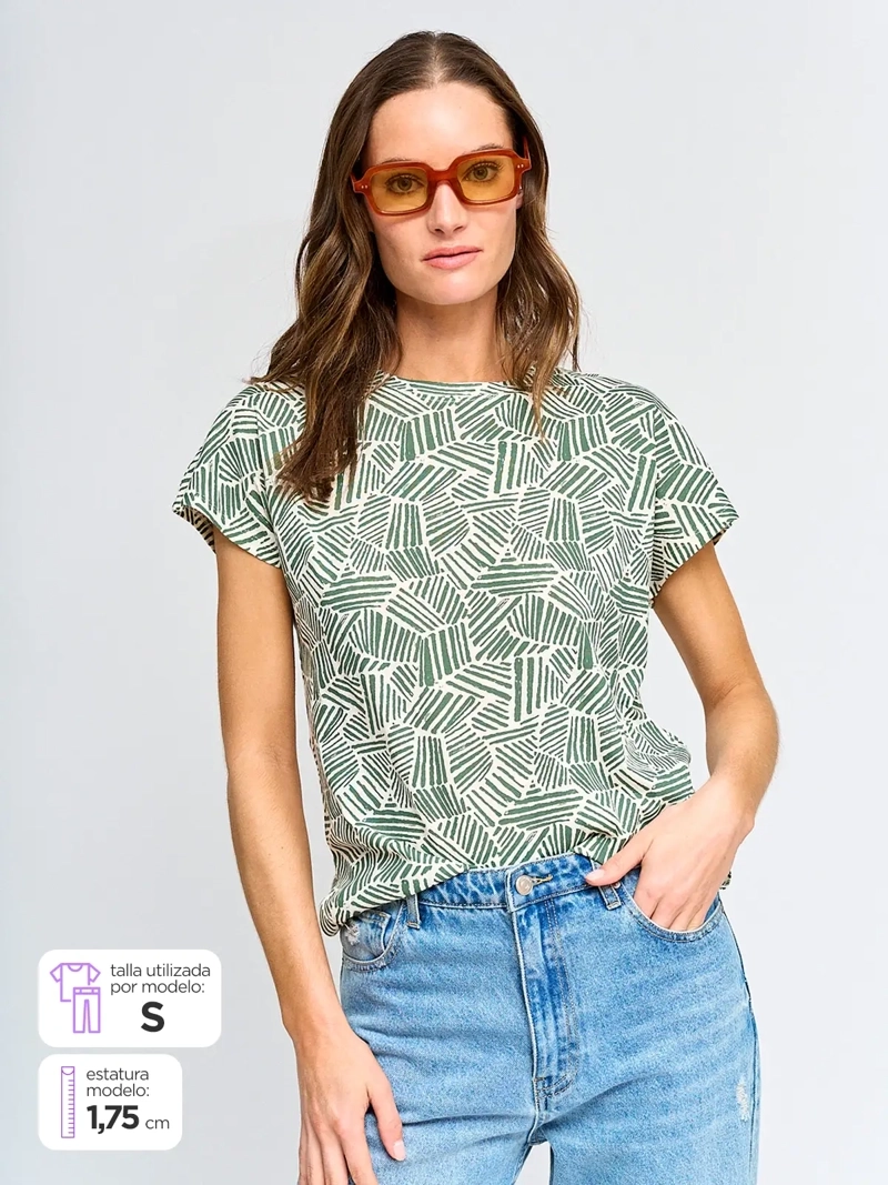 POLERA MUJER SFERA ALGODÓN BÁSICA PRINT