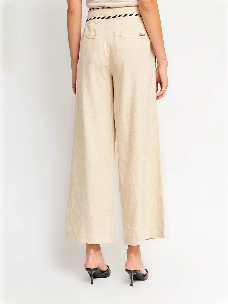 PANTALÓN MUJER CACHAREL LINO ANCHO APLICACIONES - 3