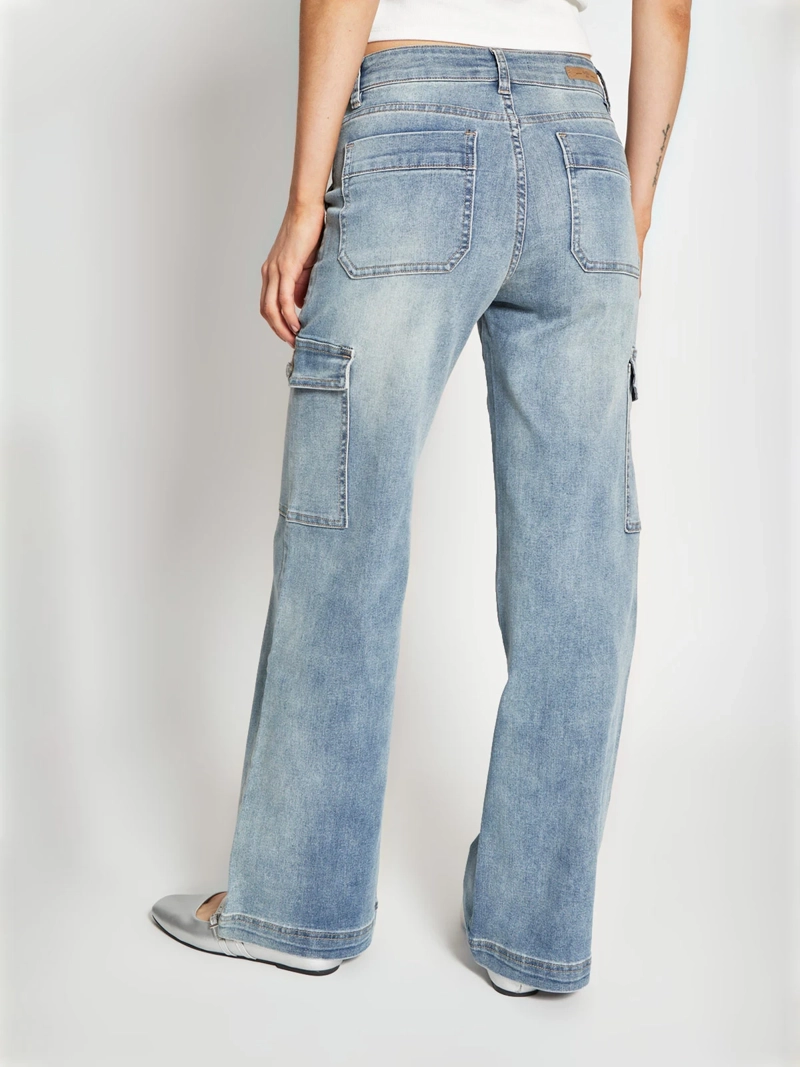 JEANS MUJER INDEX ALGODÓN CARGO TIRO MEDIO - 3