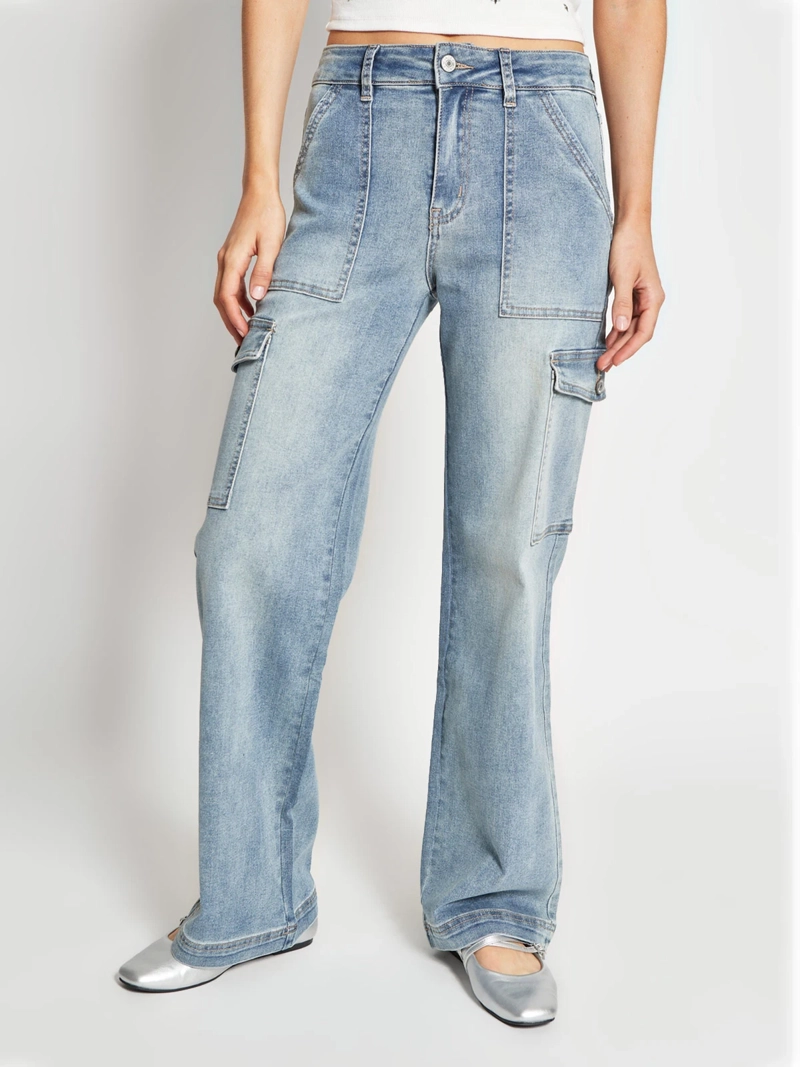 JEANS MUJER INDEX ALGODÓN CARGO TIRO MEDIO - 2