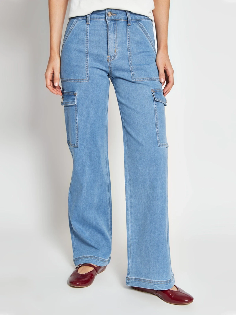 JEANS MUJER INDEX ALGODÓN CARGO TIRO MEDIO - 2