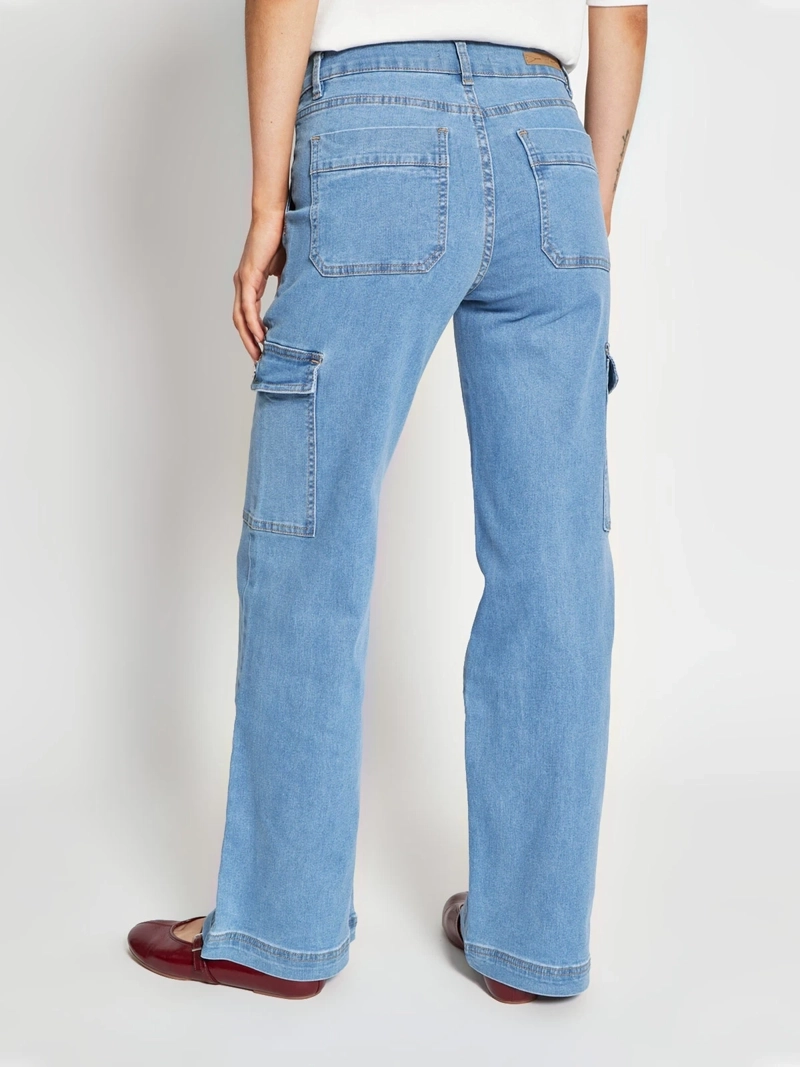 JEANS MUJER INDEX ALGODÓN CARGO TIRO MEDIO - 3