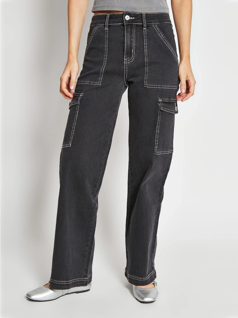 JEANS MUJER INDEX ALGODÓN CARGO TIRO MEDIO - 2