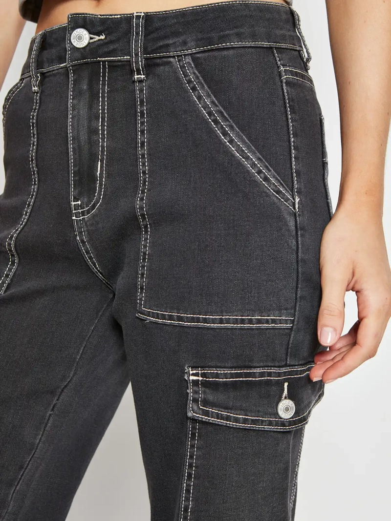 JEANS MUJER INDEX ALGODÓN CARGO TIRO MEDIO - 4