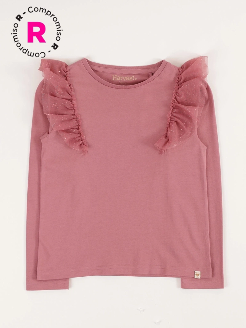 POLERA MANGA LARGA ALGODÓN NIÑA HARVEST TULL BRILLOS - 1