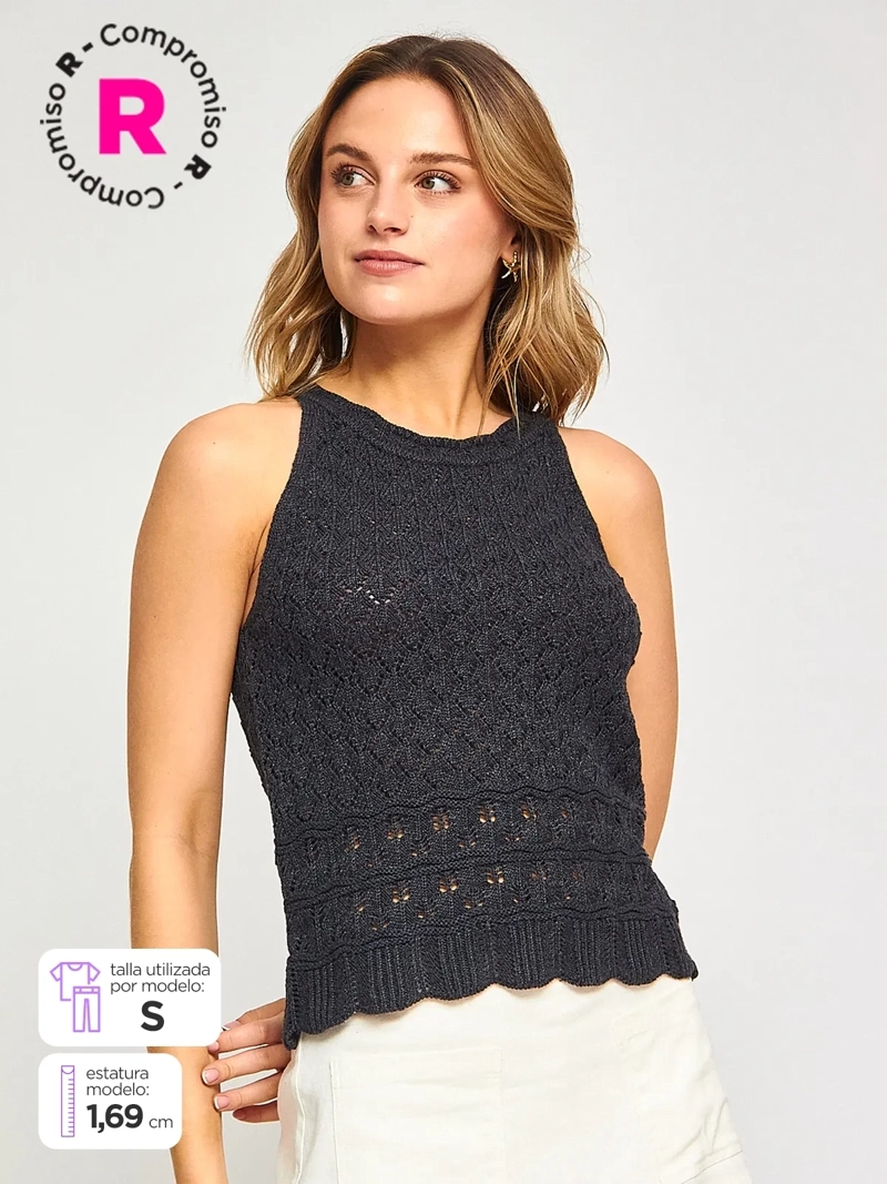 POLERA MUJER INDEX ALGODÓN SIN MANGAS TEJIDO