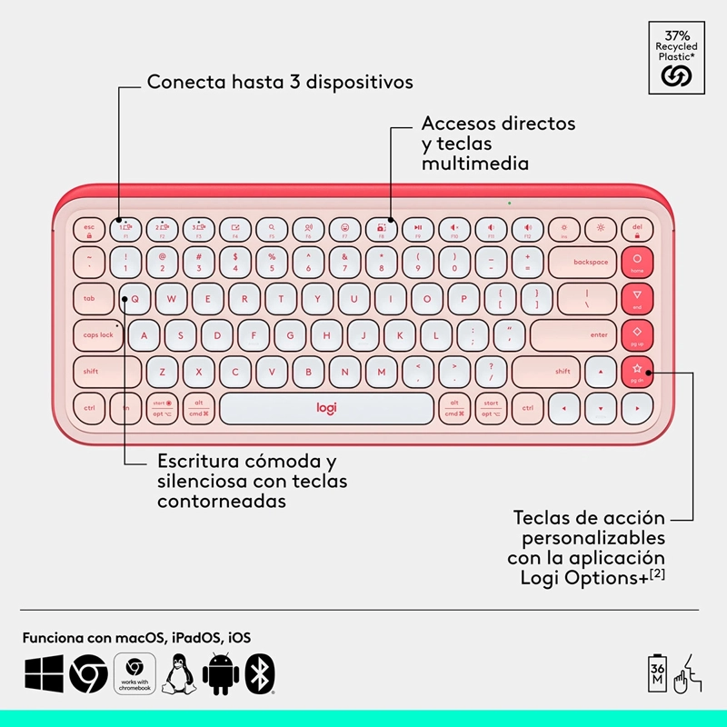TECLADO INALÁMBRICO LOGITECH POP ICON + MOUSE - 7