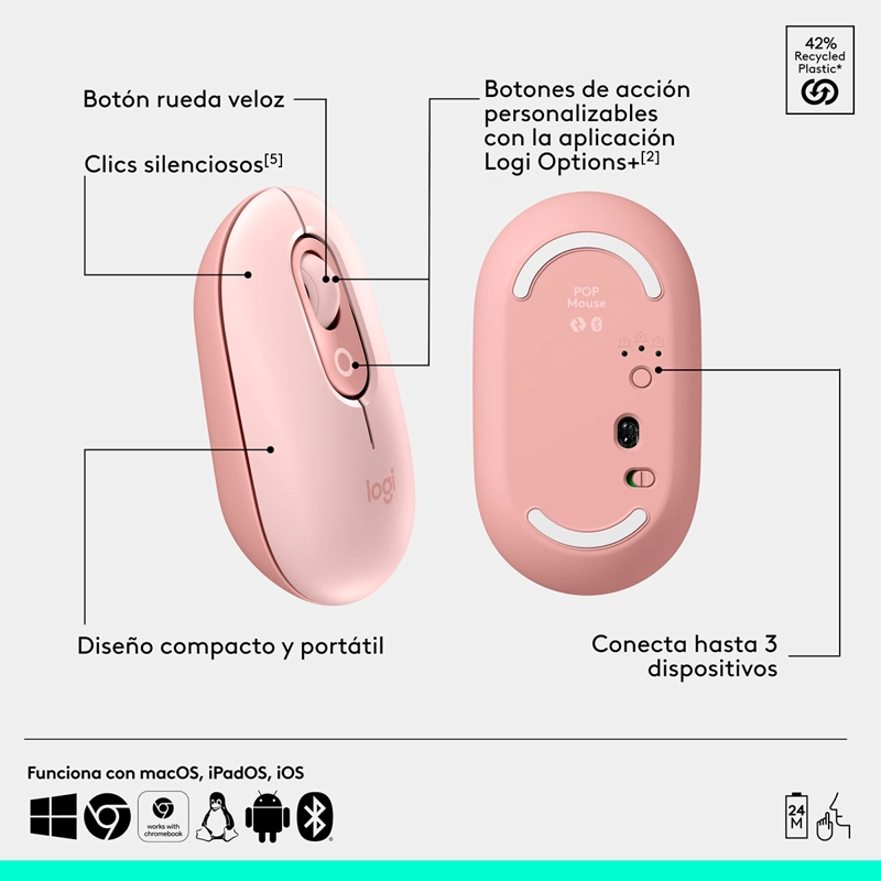 TECLADO INALÁMBRICO LOGITECH POP ICON + MOUSE - 8