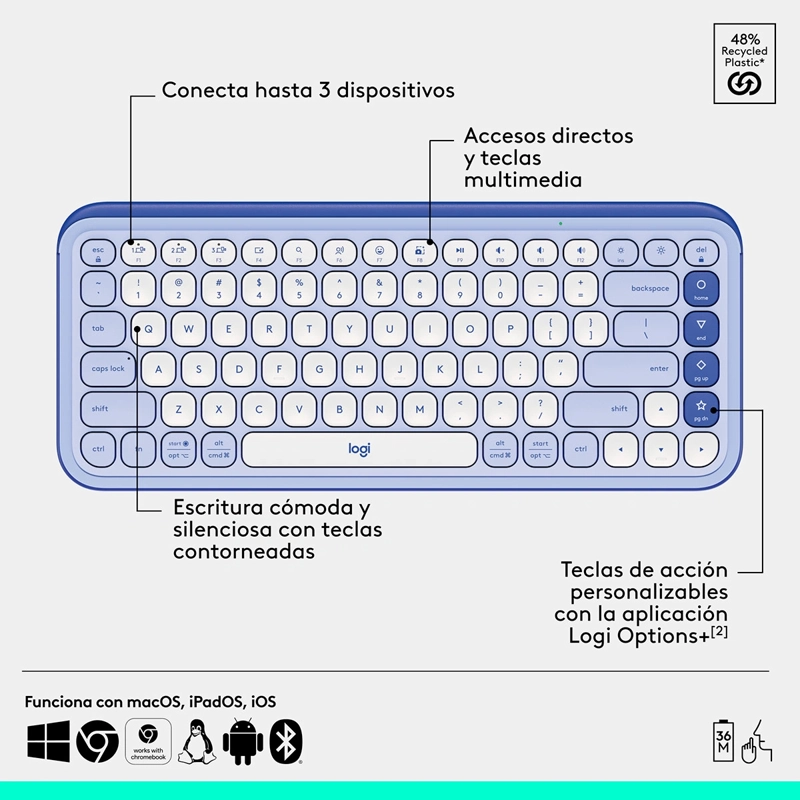 TECLADO INALÁMBRICO LOGITECH POP ICON + MOUSE - 7