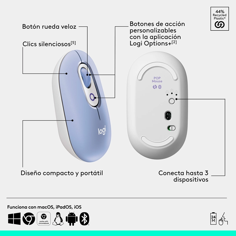 TECLADO INALÁMBRICO LOGITECH POP ICON + MOUSE - 8