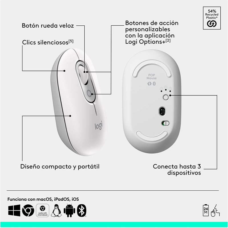 TECLADO INALÁMBRICO LOGITECH POP ICON + MOUSE - 8