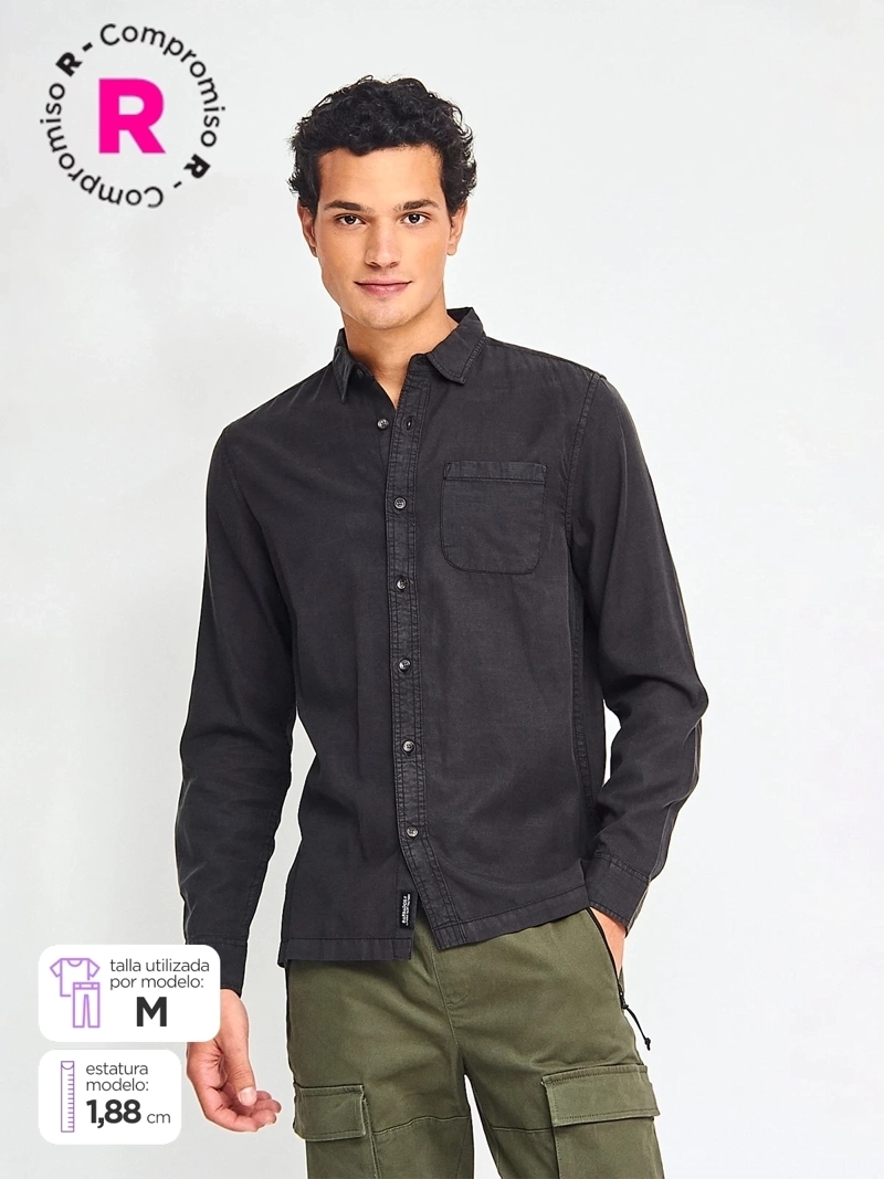 CAMISA HOMBRE BARBADOS MANGA LARGA LISA - 1