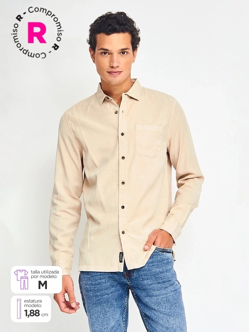 CAMISA HOMBRE BARBADOS MANGA LARGA LISA - 1