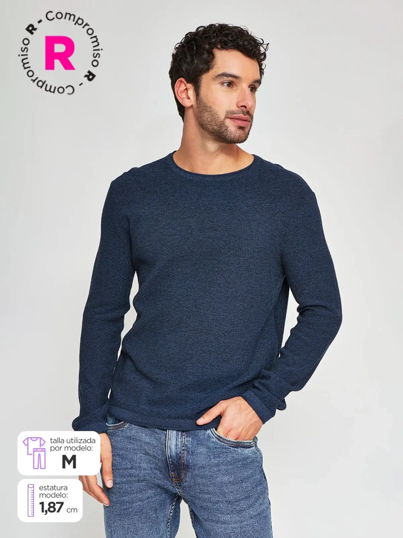 SWEATER HOMBRE BARBADOS ALGODÓN CUELLO REDONDO BÁSICO - 1