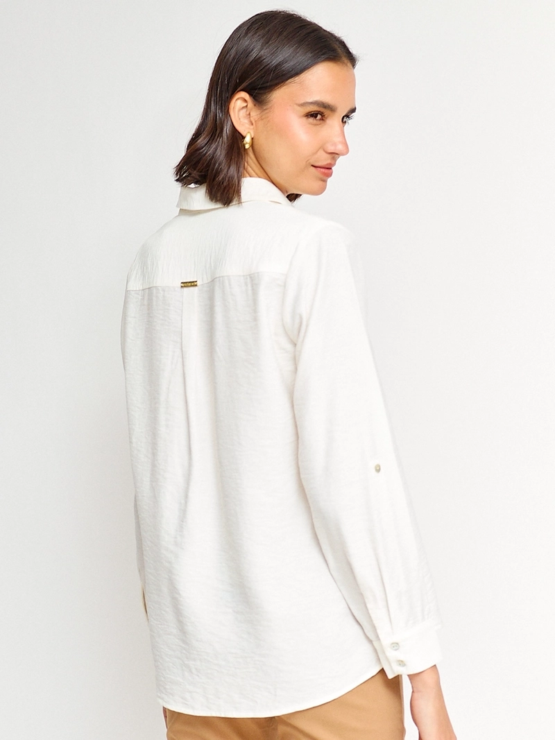 BLUSA MUJER CACHAREL MANGA LARGA CAMISERA BORDADO - 2