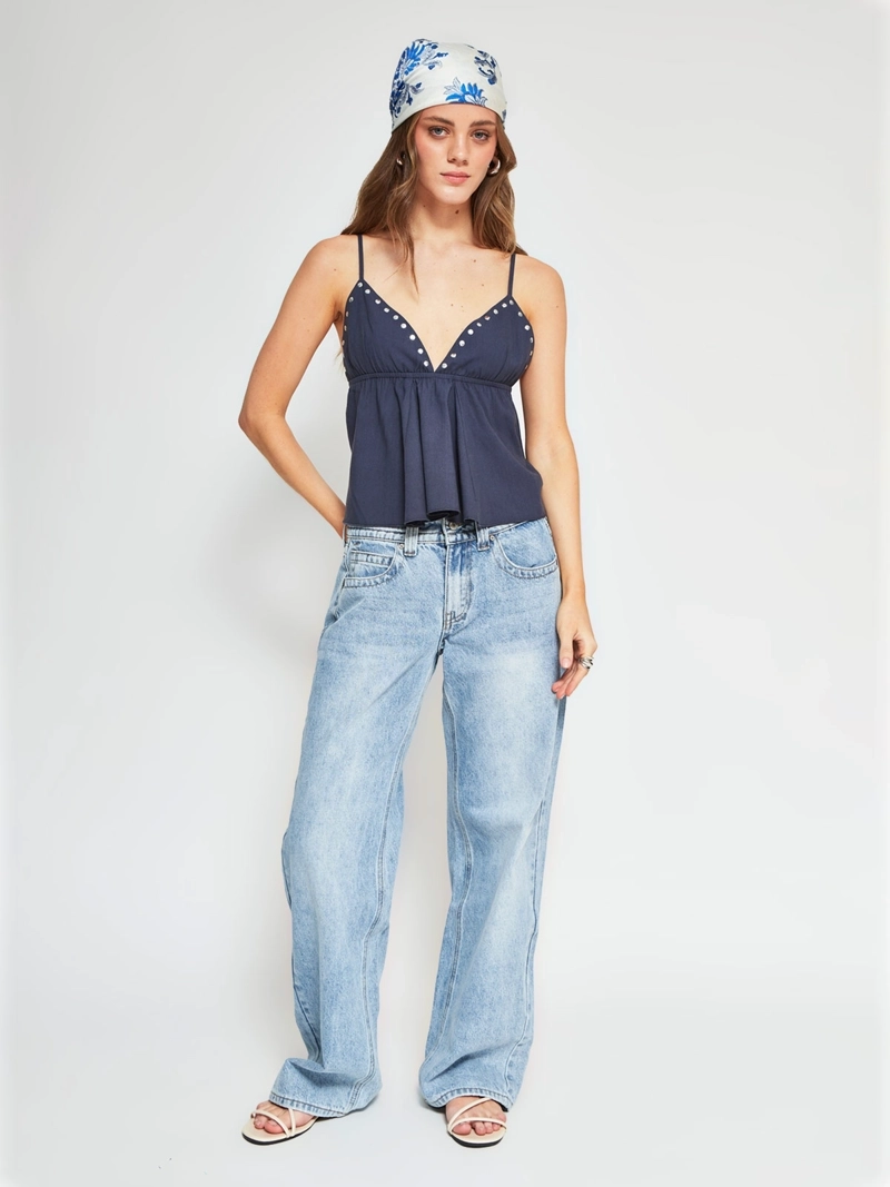 BLUSA MUJER INDEX SIN MANGAS HALTER TACHAS - 4