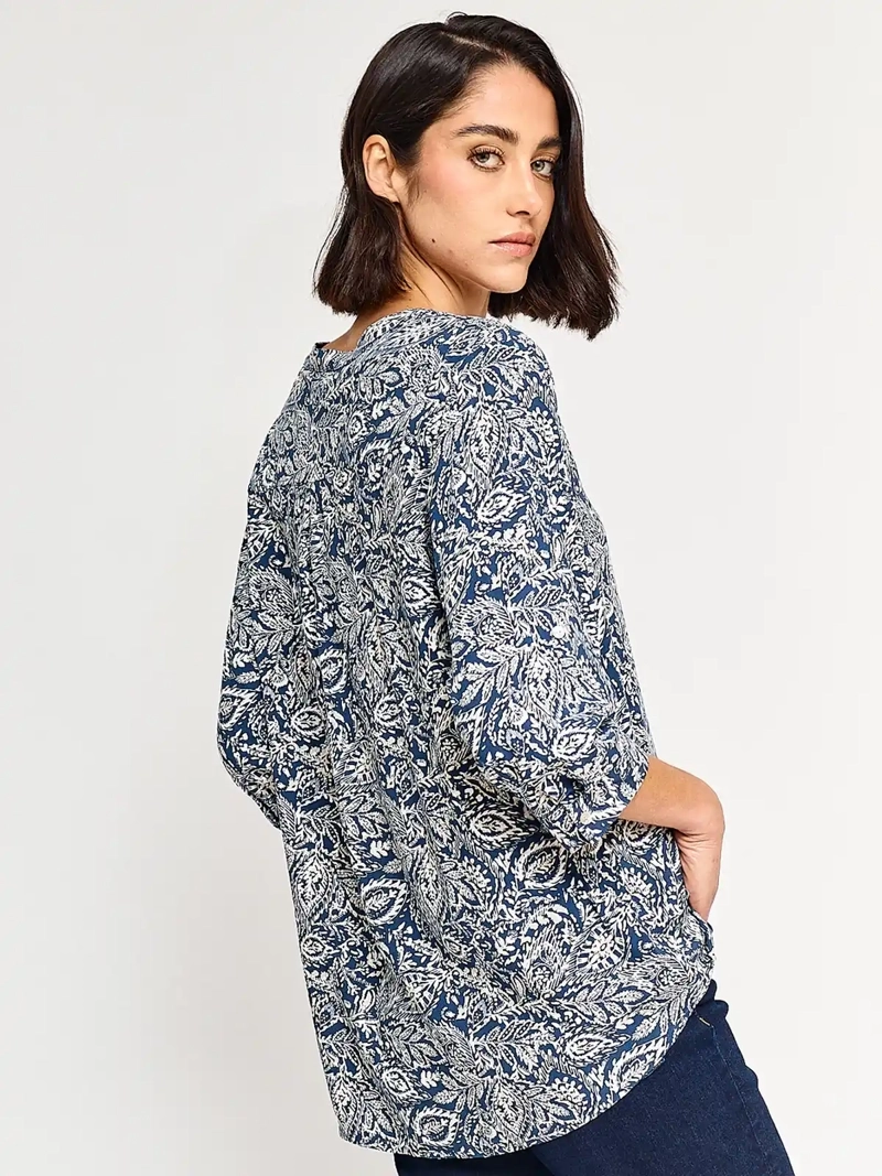 BLUSA MUJER AZIZ CUELLO MAO MANGA 3/4 - 2