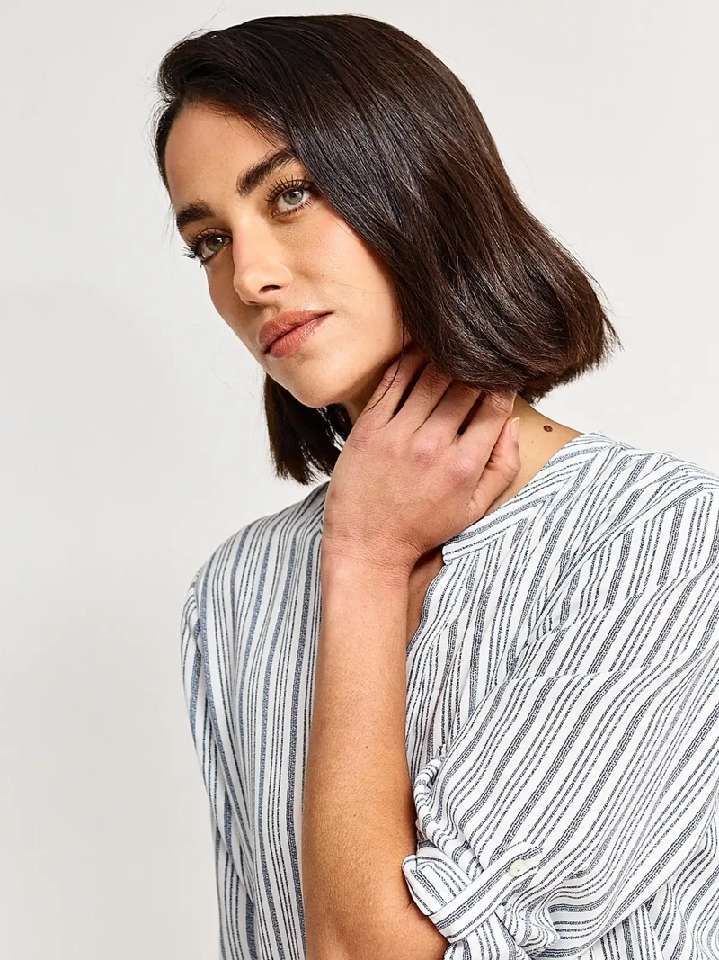 BLUSA MUJER AZIZ CUELLO MAO MANGA 3/4 - 3