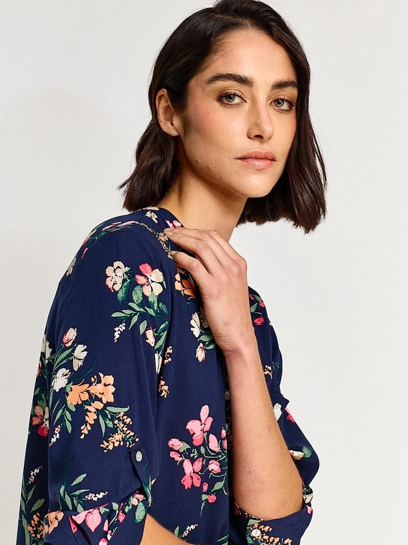 BLUSA MUJER AZIZ CUELLO MAO MANGA 3/4 - 3