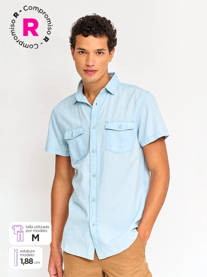 CAMISA HOMBRE ROBERT LEWIS ALGODÓN MANGA CORTA - 1