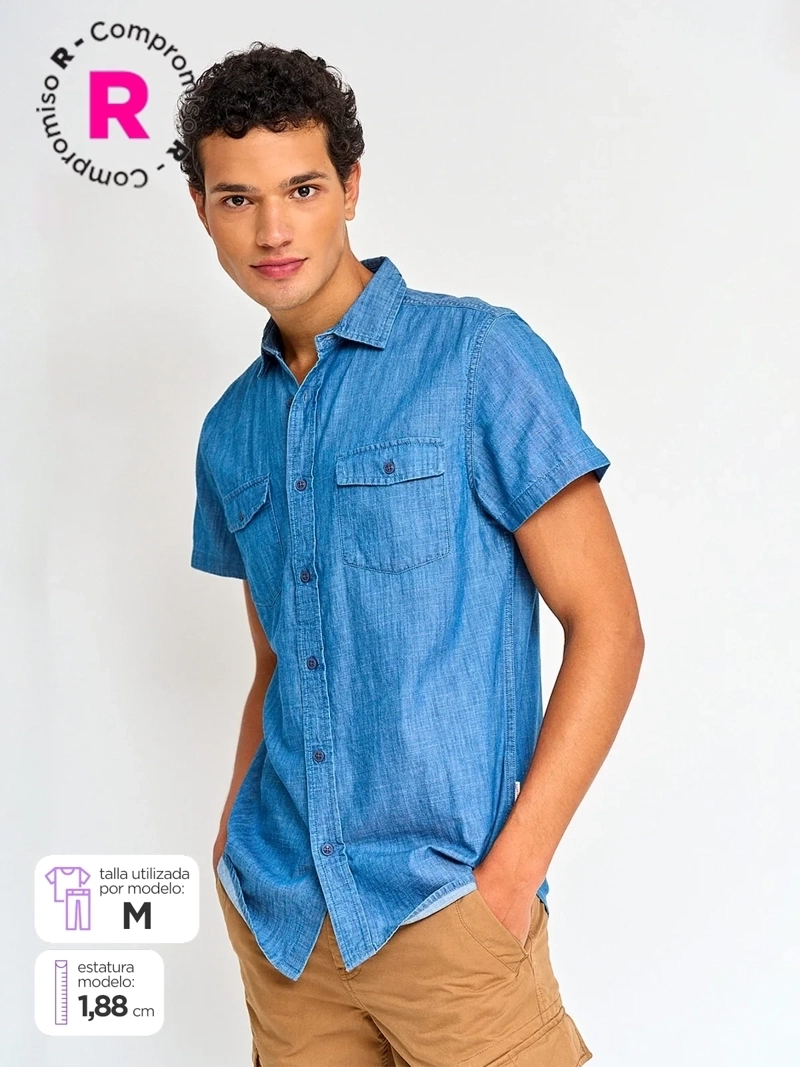 CAMISA HOMBRE ROBERT LEWIS ALGODÓN MANGA CORTA - 1