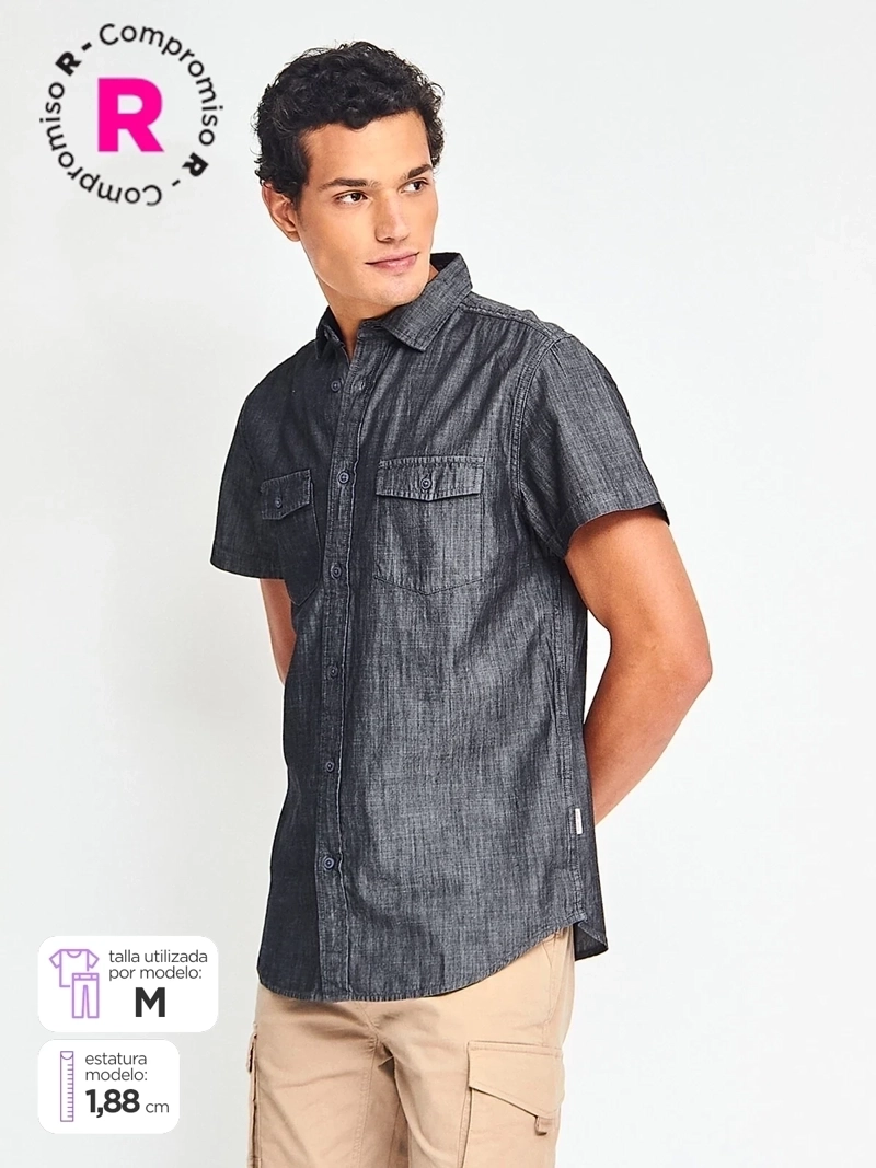 CAMISA HOMBRE ROBERT LEWIS ALGODÓN MANGA CORTA - 1