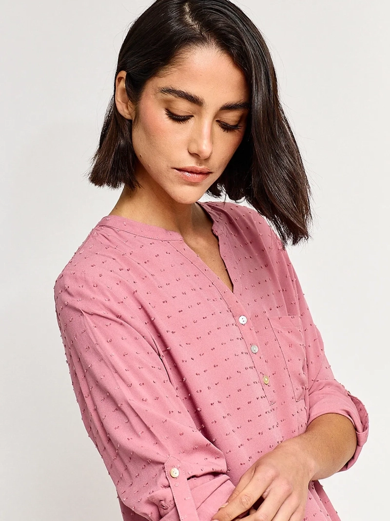BLUSA MUJER AZIZ CUELLO MAO MANGA LARGA - 3