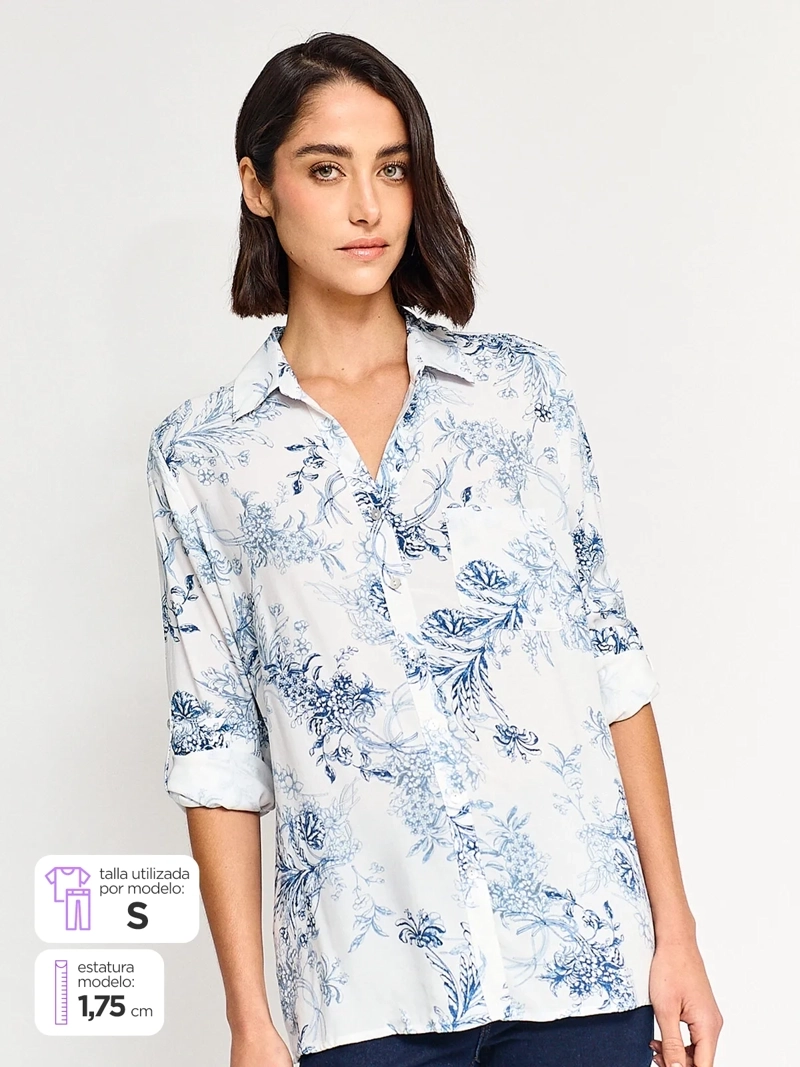 BLUSA MUJER AZIZ MANGA LARGA PRINT - 1