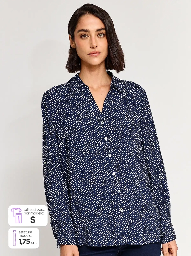 BLUSA MUJER AZIZ MANGA LARGA PRINT - 1