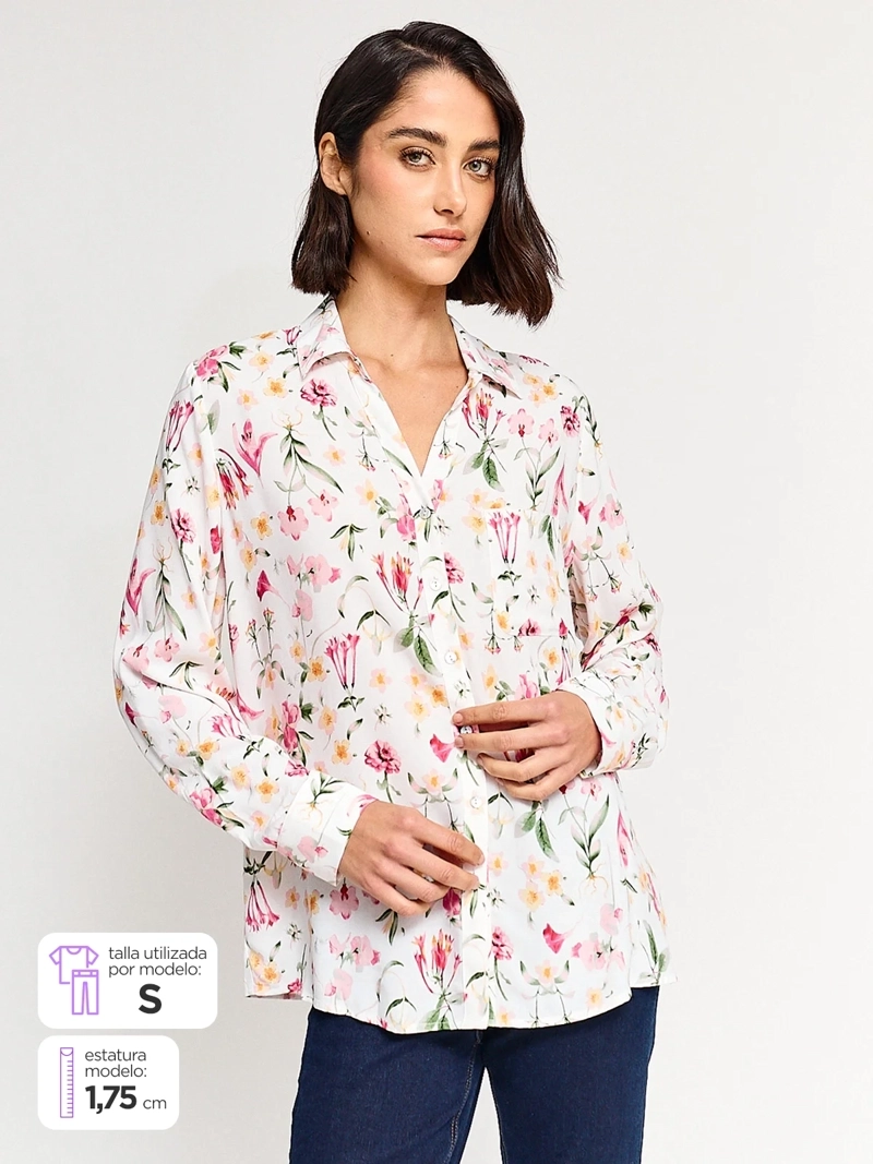 BLUSA MUJER AZIZ MANGA LARGA PRINT - 1