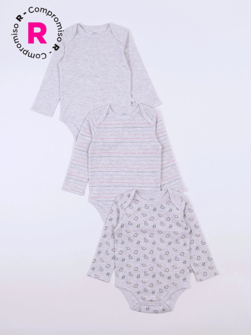 TRIPACK BODIES ALGODÓN NIÑO BABY HARVEST COLORES - 1