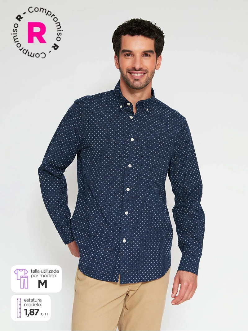 CAMISA HOMBRE KENNETH STEVENS ALGODÓN MANGA LARGA - 1
