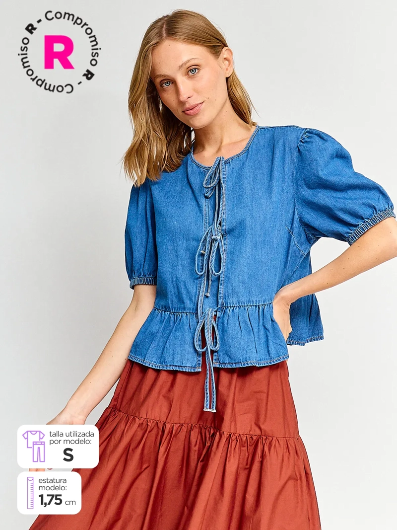 BLUSA MUJER MARQUIS ALGODÓN LAZOS - 1