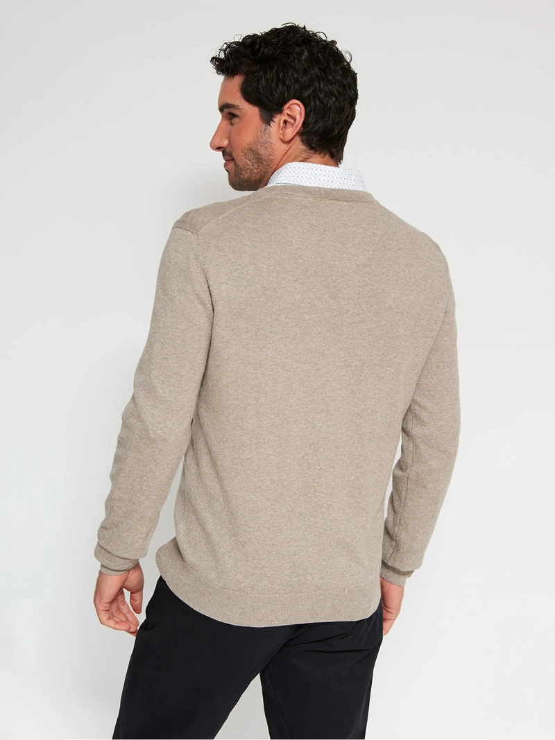 SWEATER HOMBRE CACHAREL CASHMERE CUELLO EN V BÁSICO - 2