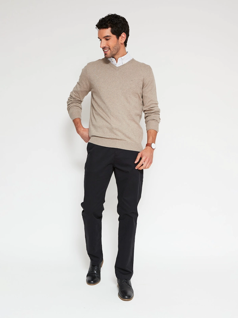 SWEATER HOMBRE CACHAREL CASHMERE CUELLO EN V BÁSICO - 4