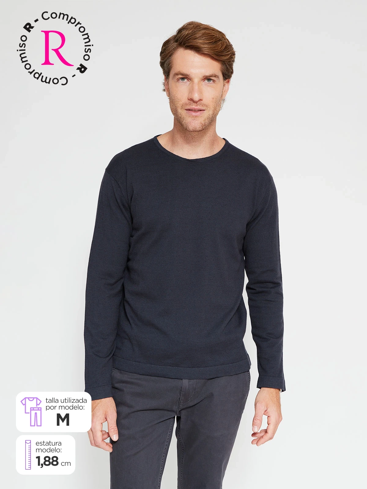 SWEATER HOMBRE CACHAREL ALGODÓN CUELLO REDONDO - 1